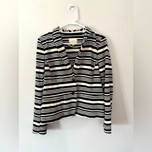 Loft Blazer Button Down Top Striped Black White Size M Soft Comfy Fancy